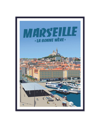 Affiche vintage Marseille – La Bonne Mère encadrée