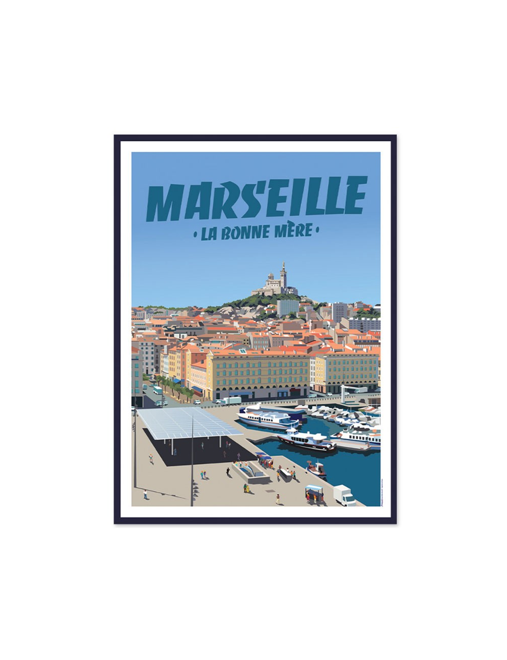 Affiche vintage Marseille – La Bonne Mère encadrée