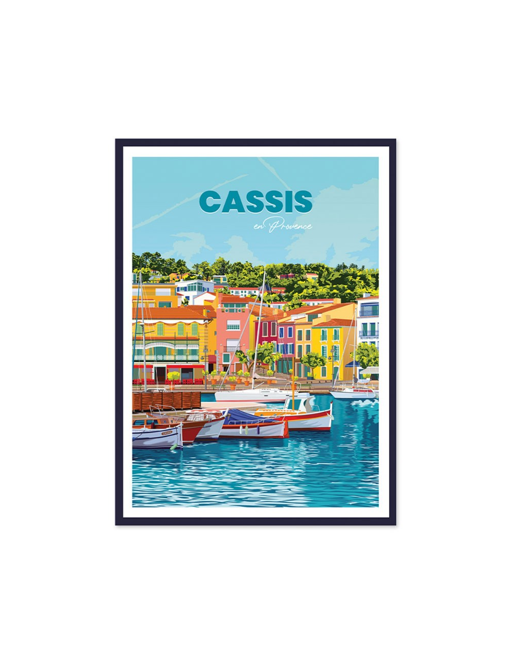 Affiche vintage Cassis – Port en Provence encadrée