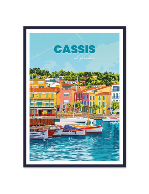 Affiche vintage Cassis – Port en Provence encadrée