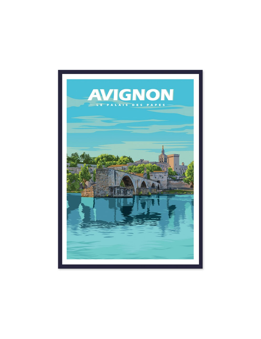 Affiche vintage Avignon encadrée – Pont et Palais des Papes