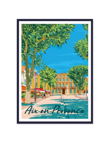Affiche vintage Aix-en-Provence encadrée