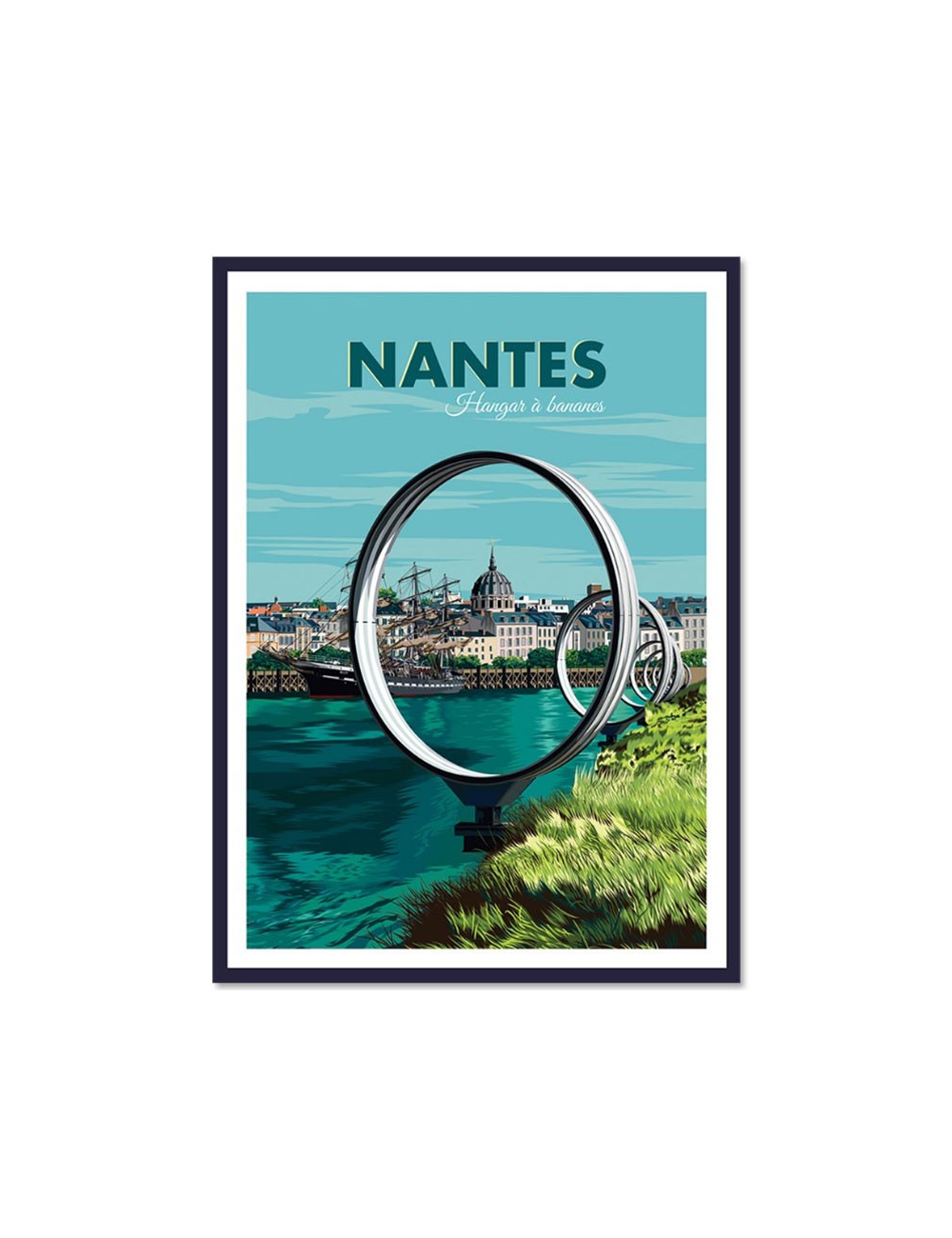Affiche vintage Nantes – Hangar à bananes encadrée