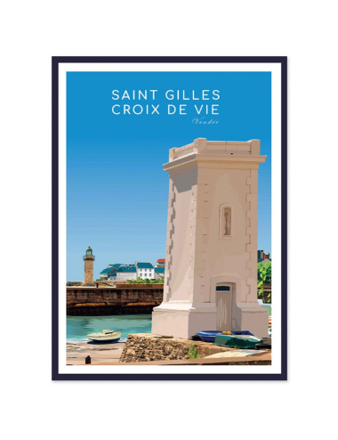 Affiche vintage Saint-Gilles-Croix-de-Vie encadrée – Vendée