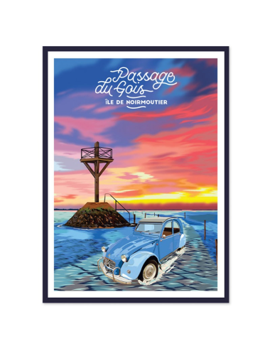 Affiche vintage Passage du Gois – Noirmoutier encadrée