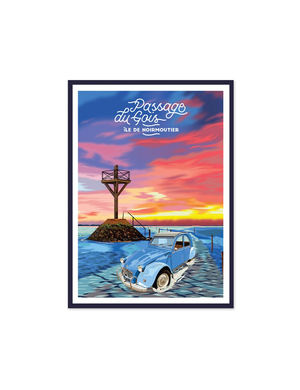 Affiche vintage Passage du Gois – Noirmoutier encadrée