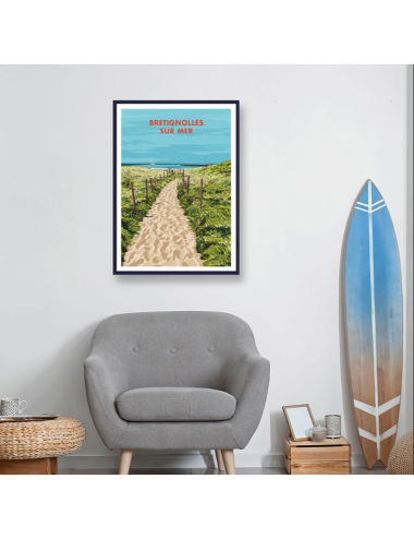 Poster affiche Brétignolles sur Mer déco vintage encadrée