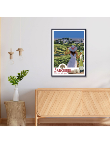 Affiche vintage Sancerre encadrée – Vignes et art de vivre