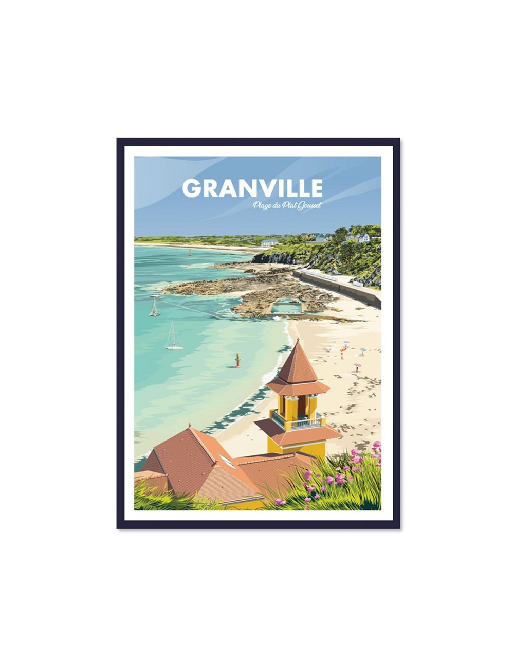 Affiche vintage Granville – Plage du Plat Gousset en Normandie