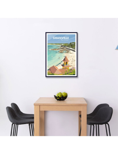 Affiche vintage Granville – Plage du Plat Gousset Normandie