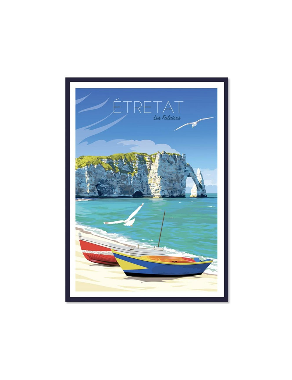 Affiche vintage Étretat – Les falaises en Normandie encadrée