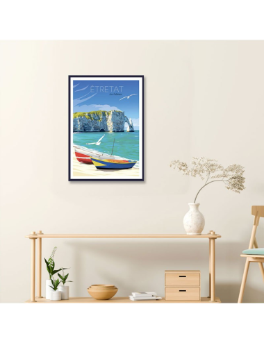 Affiche vintage Étretat – Les falaises en Normandie encadrée