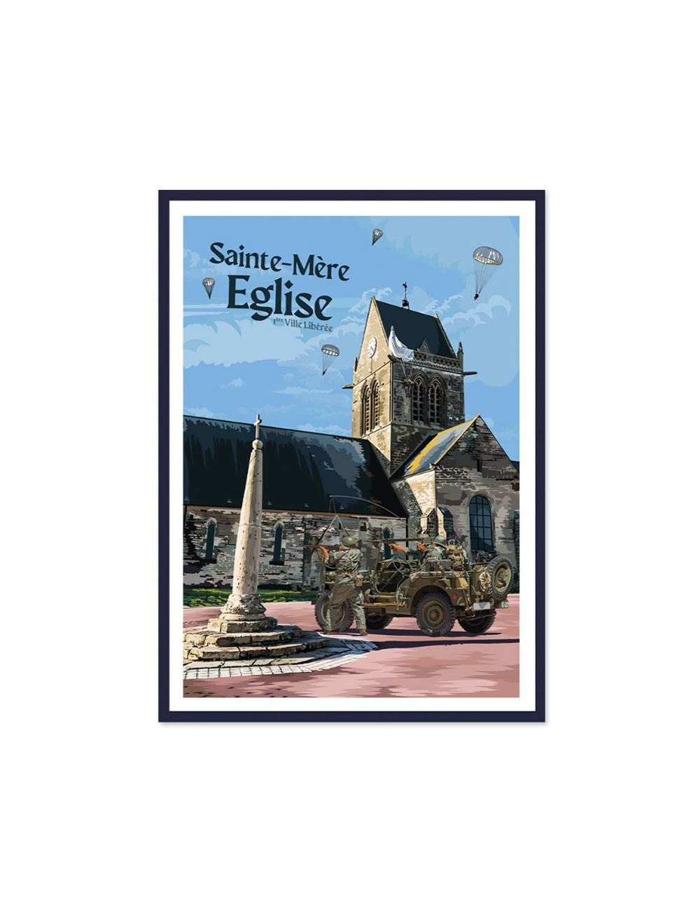 Affiche vintage Sainte-Mère-Église – Normandie encadrée