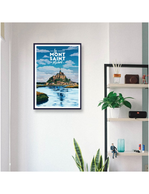 Affiche Mont-Saint-Michel vintage encadrée