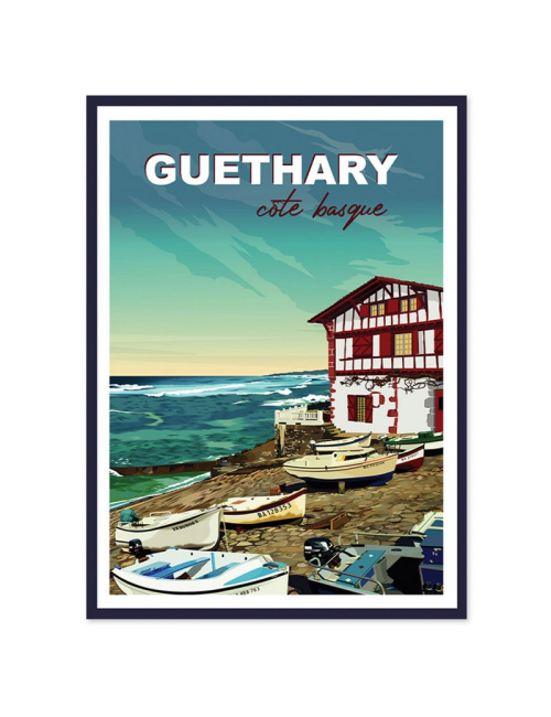Affiche encadrée vintage Guéthary – Côte basque