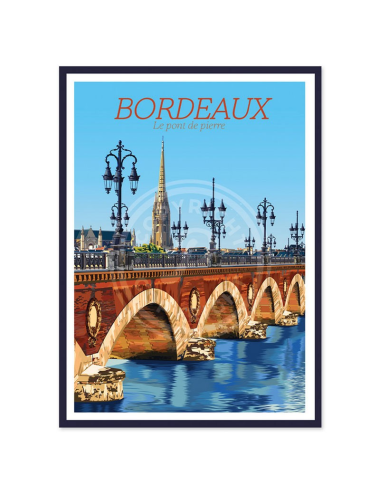 Affiche vintage encadrée Bordeaux – Pont de Pierre