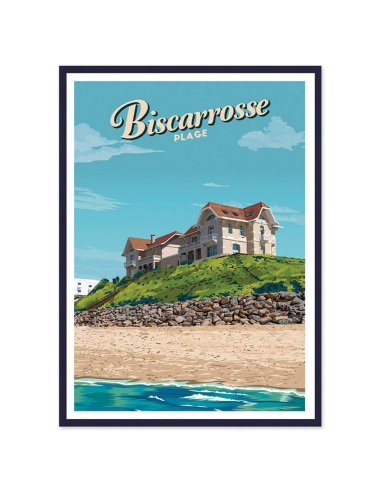 Affiche vintage encadrée Biscarrosse Plage