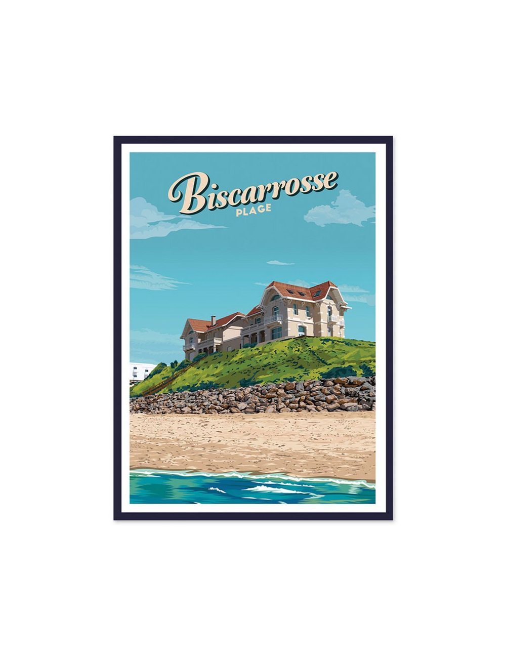 Affiche vintage encadrée Biscarrosse Plage