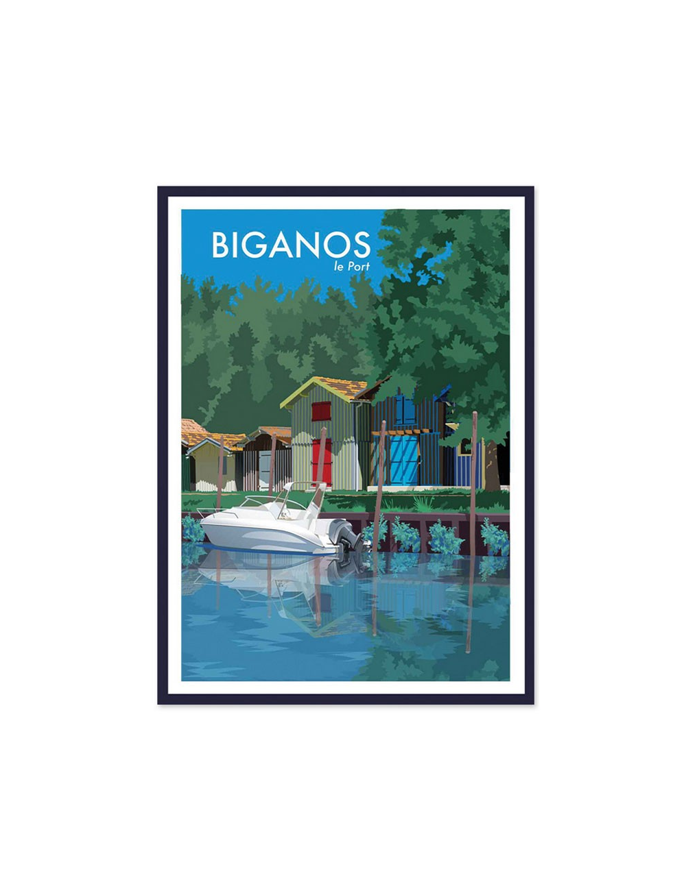 Affiche vintage encadrée Biganos Port