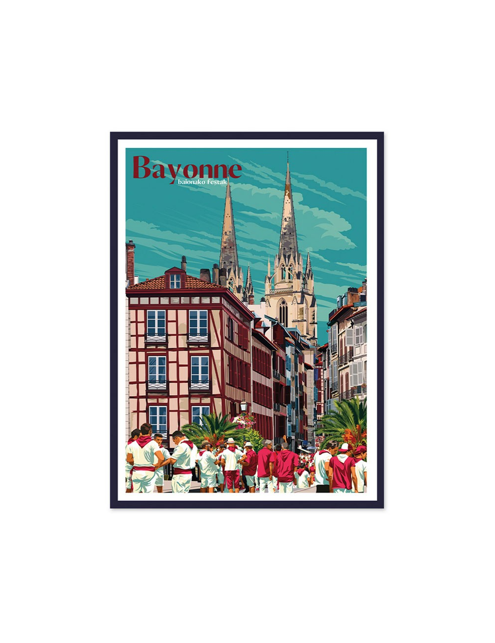 Affiche vintage encadrée Bayonne – fêtes traditionnelles