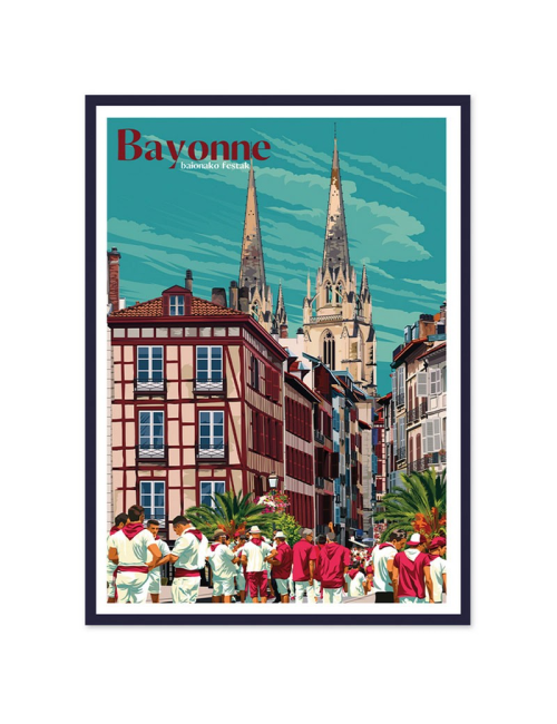 Affiche vintage encadrée Bayonne – fêtes traditionnelles