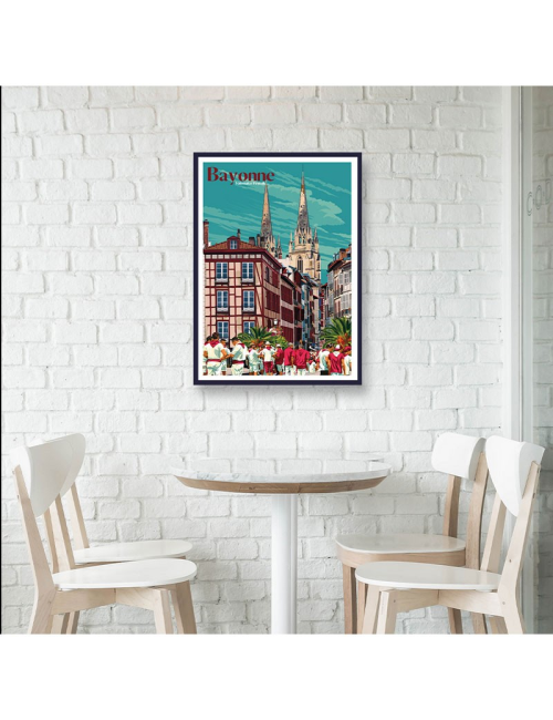 Affiche vintage encadrée Bayonne – fêtes traditionnelles