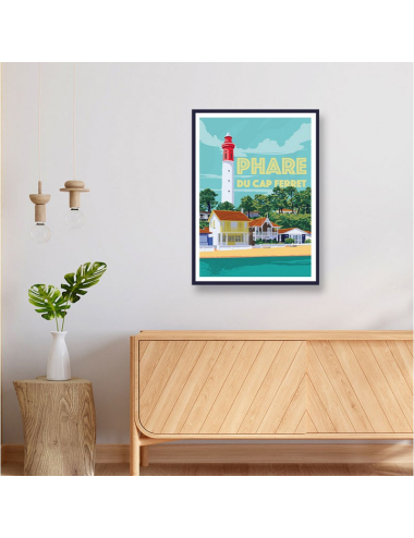 Poster Phare du Cap Ferret – Affiche vintage encadrée bord de mer