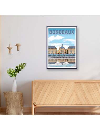 Affiche Bordeaux encadrée – Place de la Bourse miroir d’eau