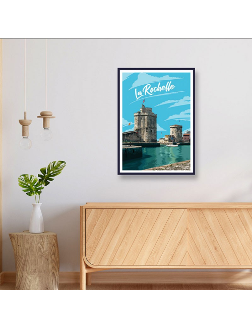 Affiche poster La Rochelle encadrée déco vintage