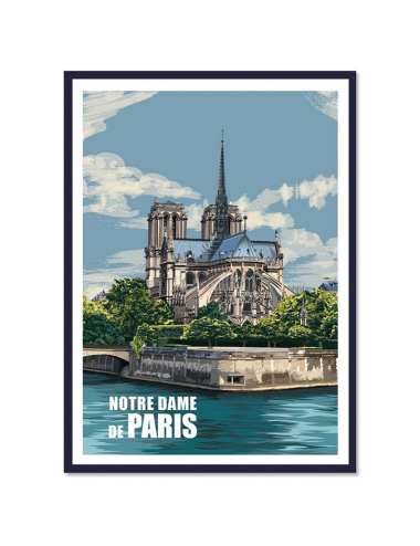Affiche vintage encadrée Notre-Dame de Paris