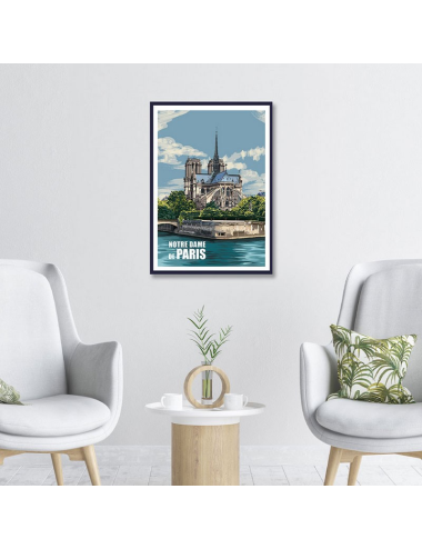 Affiche vintage encadrée Notre-Dame de Paris