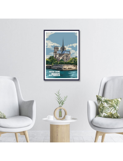 Affiche vintage encadrée Notre-Dame de Paris