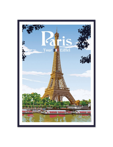 Affiche vintage encadrée Tour Eiffel Paris