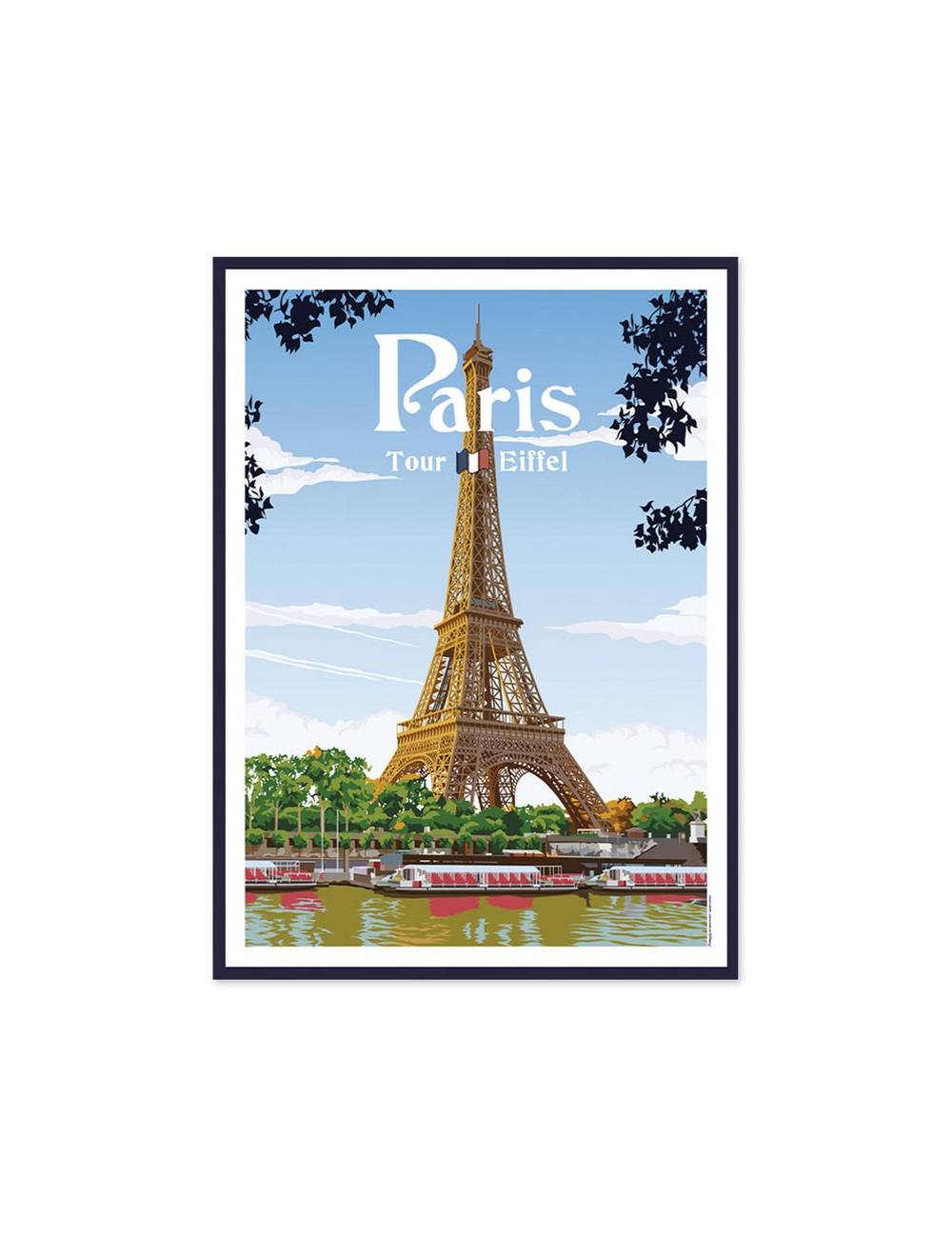 Affiche vintage encadrée Tour Eiffel Paris