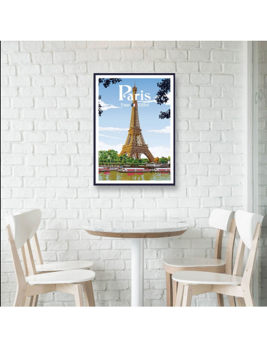 Affiche vintage encadrée Tour Eiffel Paris