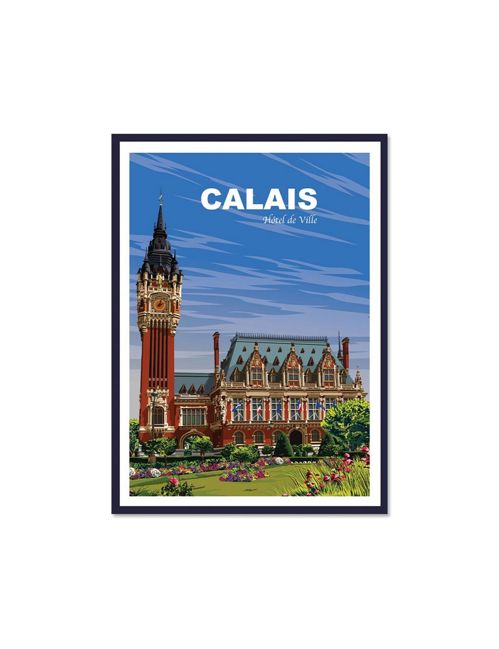 Affiche encadrée Calais Hôtel de Ville vintage