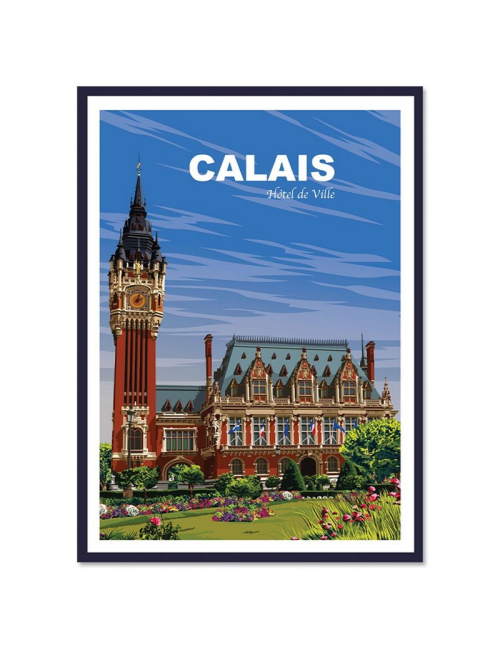 Affiche encadrée Calais Hôtel de Ville vintage