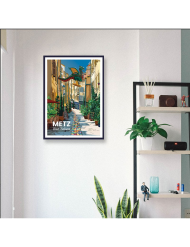 Poster vintage Metz Rue Taison encadré décor mural