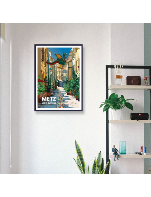 Affiche encadrée Metz vintage dragon suspendu