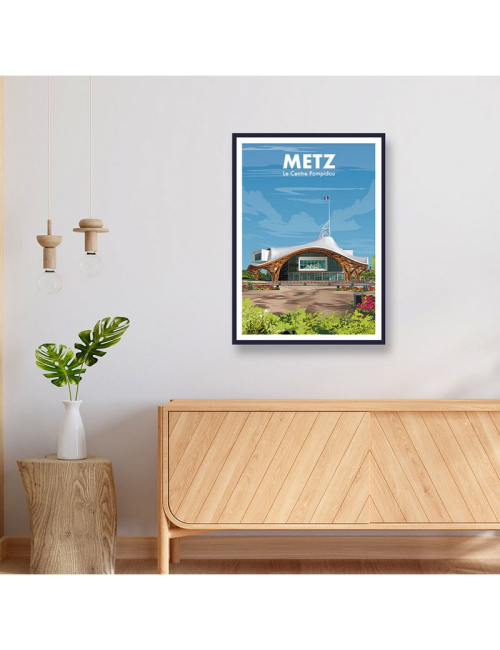 Affiche encadrée vintage Metz musée contemporain