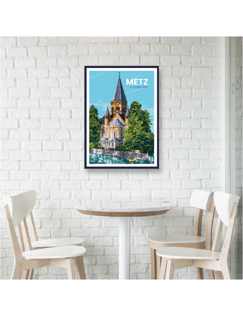 Affiche vintage Metz Temple Neuf poster encadré