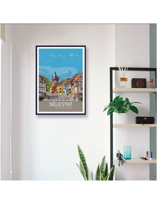 Affiche Sélestat Haut-Koenigsbourg – Poster encadré déco Alsace