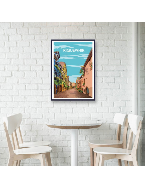 Affiche Riquewihr Alsace – Poster encadré coloré