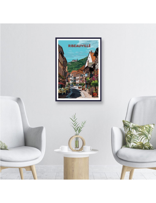 Affiche Ribeauvillé Alsace – Poster encadré village typique