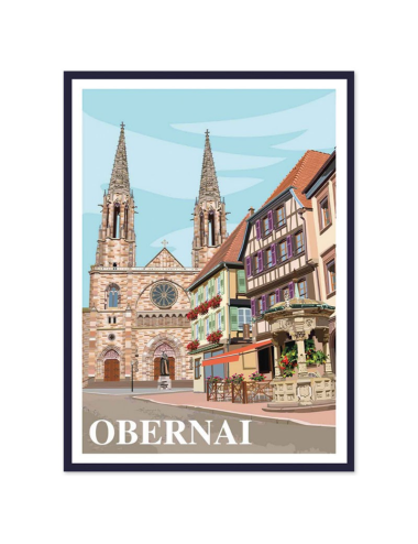 Affiche encadrée Obernai vintage – Alsace