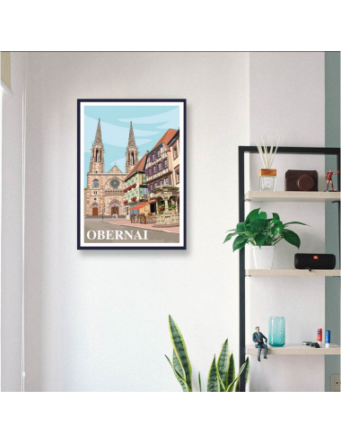 Affiche encadrée Obernai vintage – Alsace