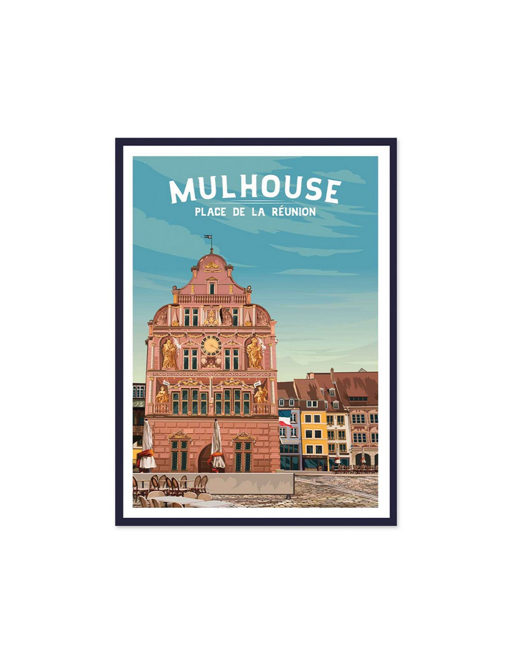 Affiche encadrée vintage Mulhouse – Place de la Réunion