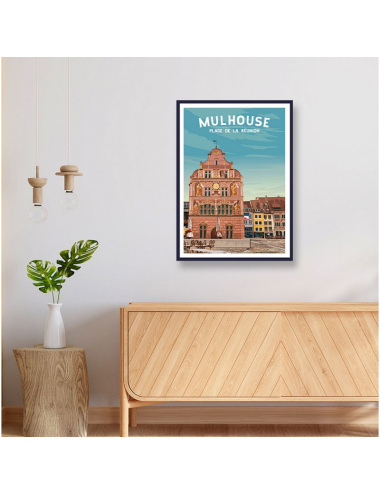 Affiche vintage Mulhouse encadrée – déco murale alsacienne
