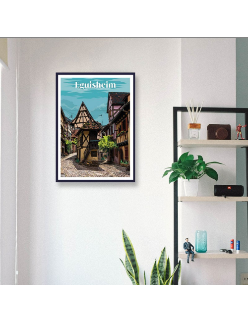 Affiche Eguisheim Alsace – Poster encadré village typique