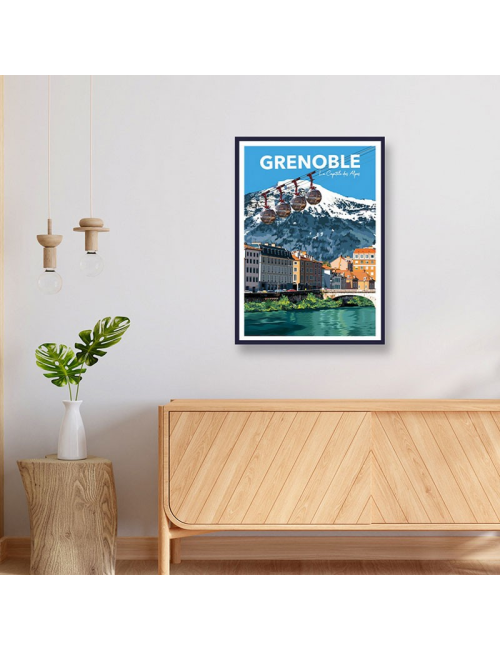 Affiche vintage Grenoble – Poster encadré montagne